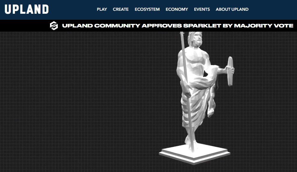 Upland community page showing the approval of a Sparklet statue by majority vote.