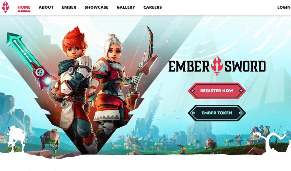 Ember Sword game's homepage
