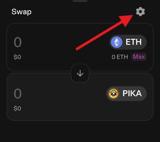 swap crypto for pika step3