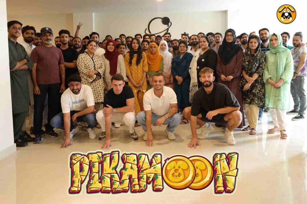 A group photo of Pikamoon founders and Orbit Cosmos team